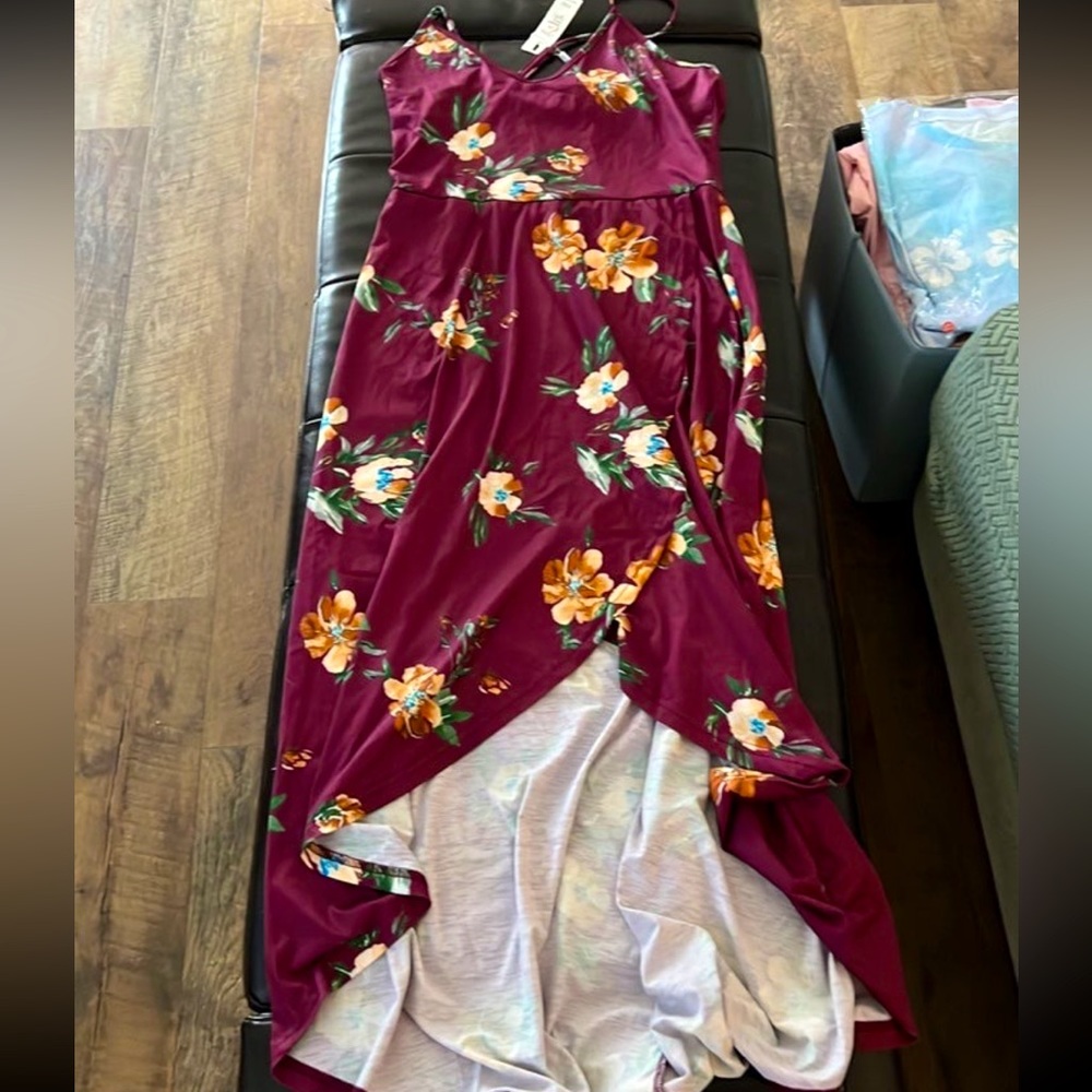 Medium Maroon Floral Maxi Dress